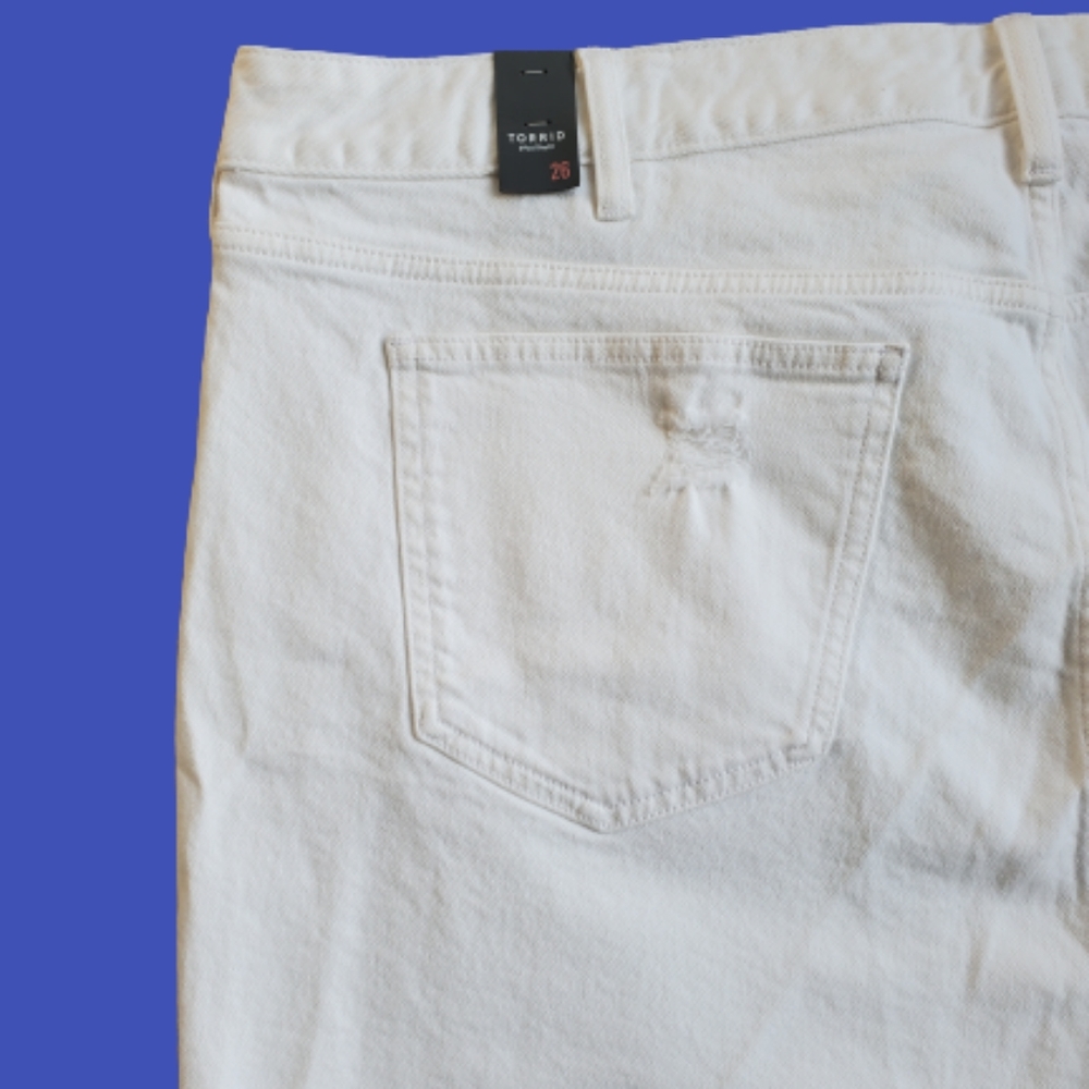 Torrid plus vintage stretch denim high rise distressed shorts, 26/ 49", … - Picture 10 of 15
